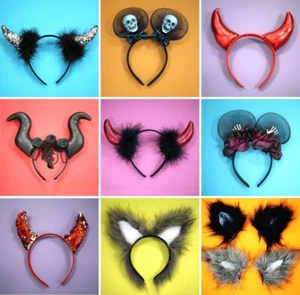 Halloween Headbands Party Fancy Dress Devil Horns Wolf Ears Cosplay Accessory UK - Picture 1 of 17