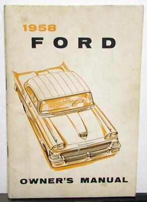 1958 Ford Custom & 300 Fairlane & 500 Wagon Courier Ranchero Owners Manual Orig - Image 1 of 4