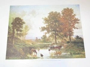 1975 Constant E. Troyon CATTLE AT DRINKING Art Print Spain - Picture 1 of 6