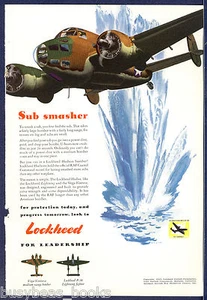 1943 Lockheed HUDSON advertisement, LOCKHEED Hudson bomber Sub Smasher RAF WWII - Bild 1 von 1