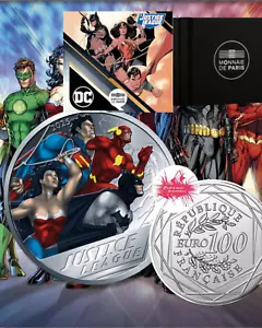 Francia, 2025, 100 euros, moneda de plata, DC: ¡Liga de la Justicia! - Imagen 1 de 6