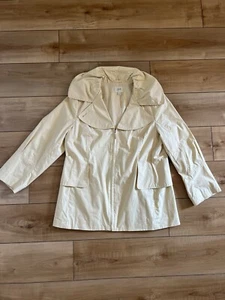 J Jill Women Pastel Yellow Rain/Light Full Zip Jacket Large Ruffle Collar - Picture 1 of 12