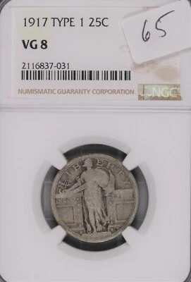 1917 Type 1 Standing Liberty Silver Quarter NGC VG-8 #7-031 - Image 1 of 2