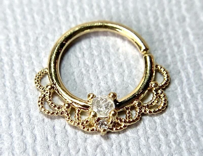 1шт CZ драгоценный камень филигранный обруч кольцо нос перегородки ладьи Tragus уха хряща - Изображение 1 из 4
