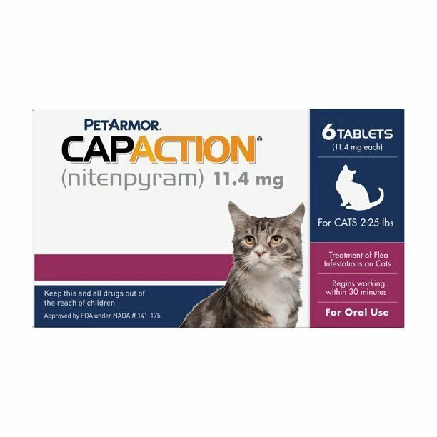 Pet Armor CAPACTION Flea Treatment for 2-25lbs Cats (6 Tablets)