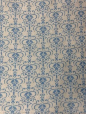 Blankets & Beyond Baby Plush Blanket Blue White Damask Print Measures 30 X 30 - Image 1 of 4