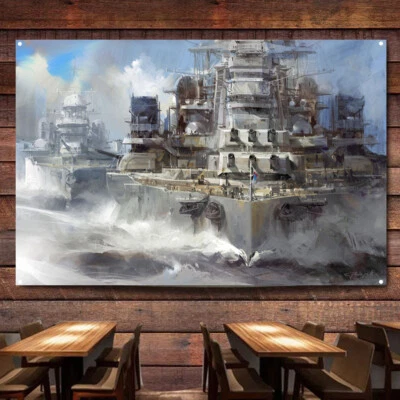 Naval Fleet Battleship Posters & Prints Wall Art Hanging Flag Canvas Painting - Image 1 of 4