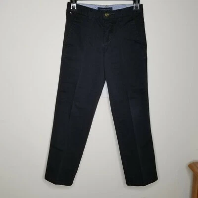 Pantalones chinos Tommy Hilfiger regulares negros delanteros planos para niños talla 8 Foto 1 de 4