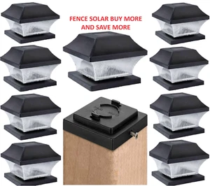 2/4/6/8 Solar Powered White Led Outdoor Garden Post Deck Cap Square Fence Lights - Picture 1 of 8