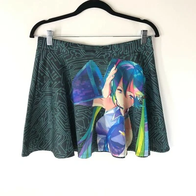 Welovefine Crypton Vocaloid Hatsume Miku Mini Skater Skirt A Line Geometric XS - Image 1 of 4
