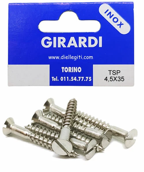 VITE A LEGNO IN ACCIAIO INOX A2 TESTA SVASATA PIANA A TAGLIO DIN 97 mm4,5x35 - Immagine 1 di 1