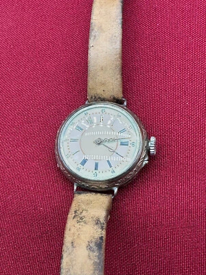ANTIKE DAMEN TASCHENUHR AUS SILBER 800 UMBAU ZUR ARMBANDUHR DEFEKT - Bild 1 von 4