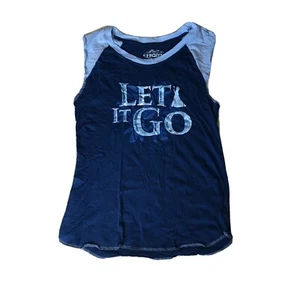 Disney Frozen Sleeveless Shirt Size Large 11/13 Let It Go Elsa Blue - Picture 1 of 9