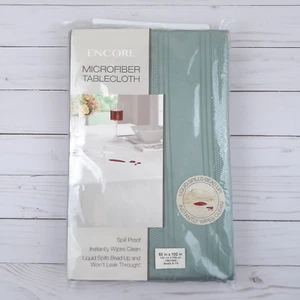 Encore  Microfiber Fabric Tablecloth  60x102 Green Easy Care - Picture 1 of 2