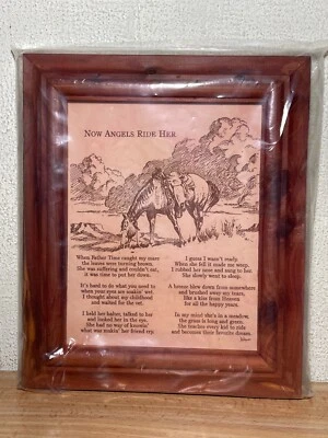 Vintage Horse Poem Now Angels Ride Her Wood Frame Wall Hanging Equine Decor NOS - Image 1 of 4