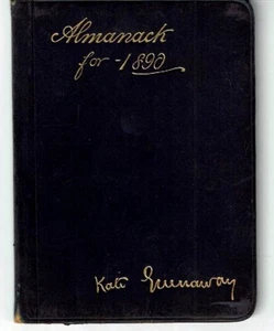 KATE GREENAWAY ALMANACK FOR 1890 - 1ST ED. in RARE CALF BINDING - ILLUSTRATED - Picture 1 of 2