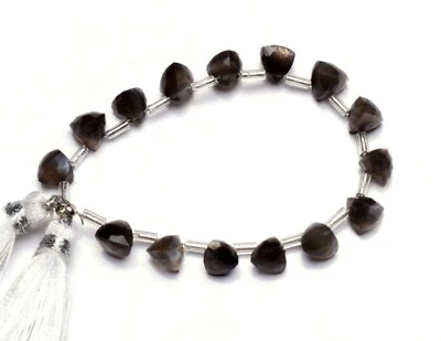 Golden Shine Black Moonstone Beads 7MM Size Faceted 3D Trillion Briolettes 5.5" - Image 1 of 4