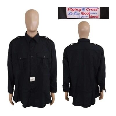 NEW Flying Cross Deluxe Wool Blend EMT Firefighter Security Zipper Shirt 18.0-34 - Image 1 of 4