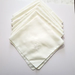 Cloth Napkins Set of 6 Cream 20" square Embroidery Botanical Swirl Classic Decor - Picture 1 of 10