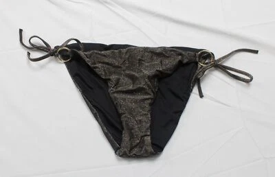 Traje de baño Calzedonia para mujer con corbata lateral inferior SO3 negro brillante Hollywood mediano nuevo con etiquetas Foto 1 de 3