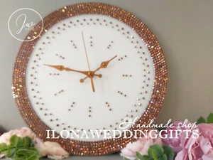Glam Swarovski Wall Clock Modern Design Home Decor Unique Housewarming Wife Gift - Picture 1 of 26