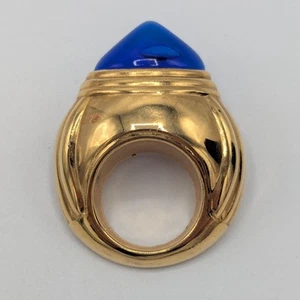 Boucheron Parfums Paris Ringförmige Brosche Blau Plexiglas Anstecknadel Vintage vergoldet - Bild 1 von 13