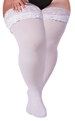 Medias altas hasta el muslo Neovianza talla grande para mujer de encaje transparente pantyh... Foto 1 de 4