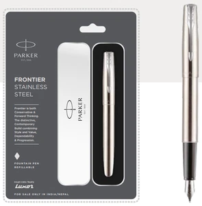 Parker Frontier Stainless Steel Fountain Pen Chrome Trim (Pack Of 1) - Picture 1 of 3