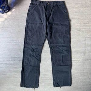 Vintage Carhartt B01 BLK FADED Black Distressed Double Knee Pant 34x33 USA Union - Picture 1 of 11