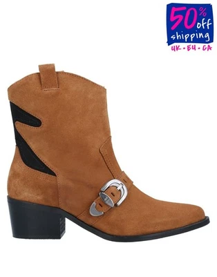 PVP €185 TRUSSARDI JEANS Botas occidentales de cuero EU 35 UK 2 US 5 Hechas en Portugal Foto 1 de 4