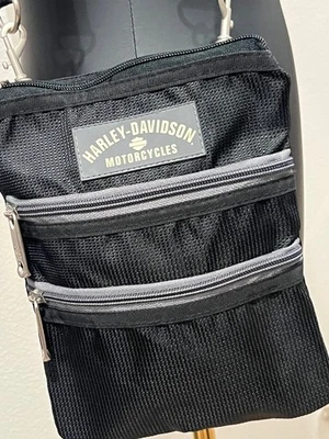 Harley Davidson Bandolera Negra 3 Bolsillos Cremallera Correa Ajustable y Extraíble Foto 1 de 4