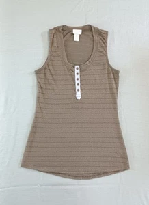 Belle du Jour Green Top Women’s Small Tank Top Army Green Vented Tab of Buttons - Picture 1 of 22