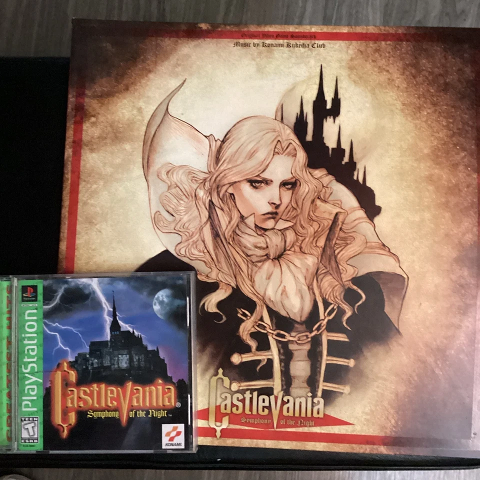 Raro Combo Castlevania Symphony Of The Night Juego y Doble Disco de Vinilo Completo Foto 1 de 4