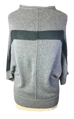 JAMES PERSE LA (Sz 3) 100% Cashmere Gray Sweater Black Stripe Dolman Sleeves - Image 1 of 4