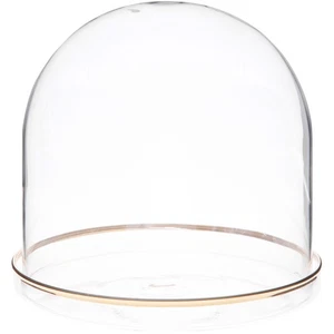Plymor 5.5" x 5.5" Glass Display Dome Cloche (Gold Rim Glass Tray Base) - Picture 1 of 3