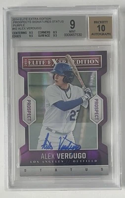 Alex Verdugo Dodgers 2014 Panini Elite Extra Edition Purple AUTO /75 - BGS 9/10 - Image 1 of 3