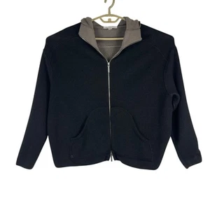 Manrico 100 % Kaschmir Herren Medium schwarz beige Hoodie Reißverschluss Jacke altes Geld - Bild 1 von 11