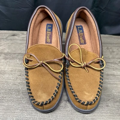 L.B. Zapatillas informales Evans 1131 para hombre Atlin Saddle de cuero marrón talla 10 M Foto 1 de 4