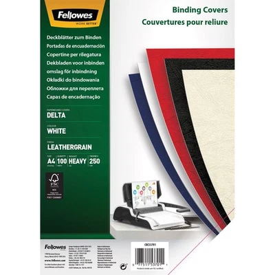 Fellowes 100% Recyclable A4 Leatherboard Binding Covers Heavyweight 250gsm Prese - Image 1 of 4