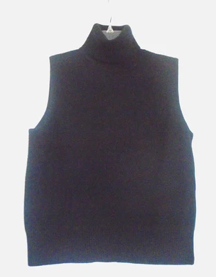 De Colección APOSTROPHE Negro Oscuro 100% Cachemira Sin Mangas Cuello Alto ¡Talla Pequeña! Foto 1 de 4