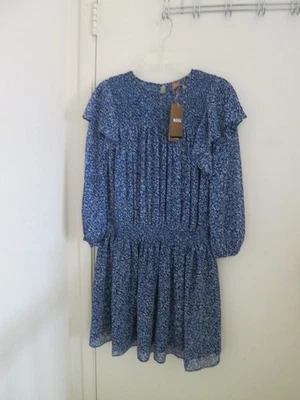 Vestido para mujer BOSS Hugo Boss azul y blanco talla 6 nuevo con etiquetas Foto 1 de 4
