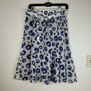 Gérard Darel Women's White and Blue A-line Flare Skirt 6 cotton silk blend arty - Picture 1 of 10