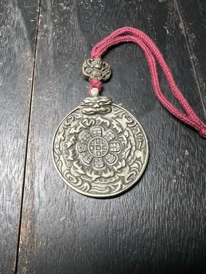 Talismán Bagua Palacio Nueve Tibetano De Colección - Colgante Amuleto Protección Latón Foto 1 de 4