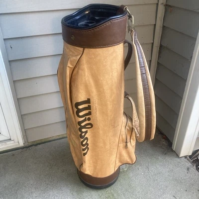 Carro de golf Wilson vintage de cuero sintético marrón claro hecho en EE. UU. Foto 1 de 4