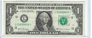 BANCONOTA DA UN DOLLARO DA $1 Star Note solo 500K STAMPA BASSA TIRATURA L03689899* RARA - Foto 1 di 3