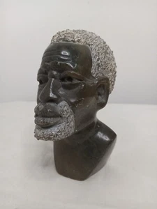 Vintage Hand Carved Serpentine Shona African Male Bust Sculpture 4.5" Zimbabwe - Picture 1 of 7