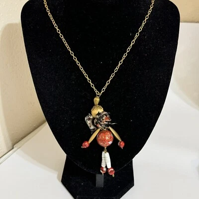 Lenora Dama Caprichoso Jardín Ninfa Colgante Collar Rojo/Dorado Fairycore Boho Foto 1 de 4