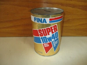 Vintage FINA Multi-Grade 10W40 1 Litre Cardboard Composite Oil Can Coin Bank - Picture 1 of 22