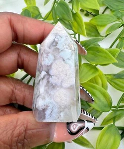 Green Flower Agate Tower - Flower Agate Generator - 2.2" Natural Green Flower - Picture 1 of 7