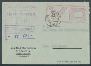 RDA 1969 ZKD VD - Sello (rojo) - 759 Spremberg 1 - 28.5.69 - Defensa civil - Imagen 1 de 2